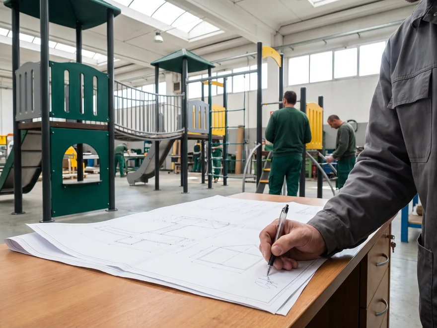 Approved installation drawing being signed on a desk
