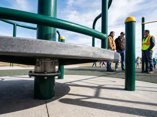 The sealed-bearing center assembly under a playground spinner deck