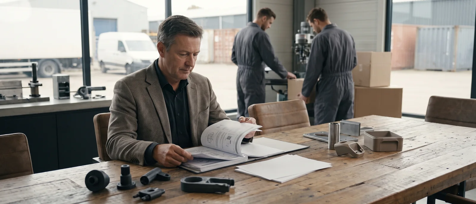 Compliance documents and data sheets being checked on a table