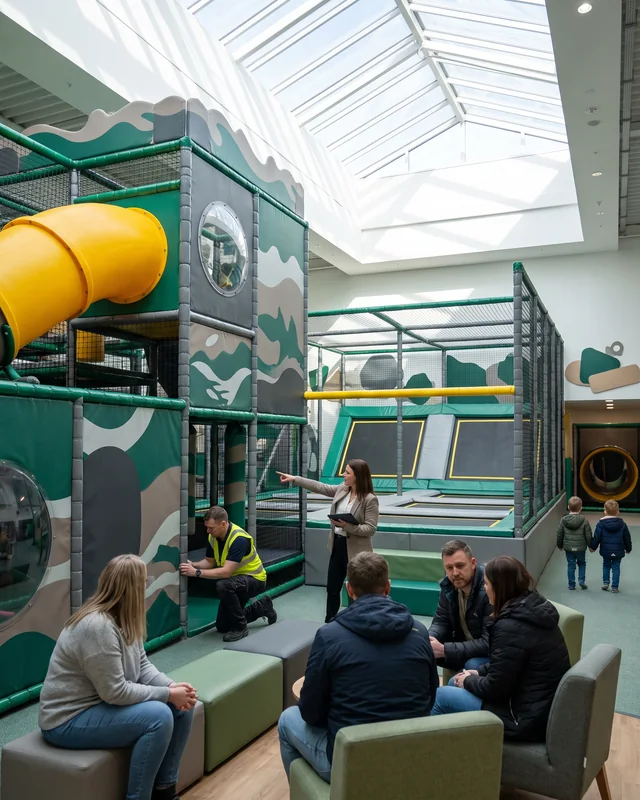 One theme across soft play and a trampoline court in an FEC
