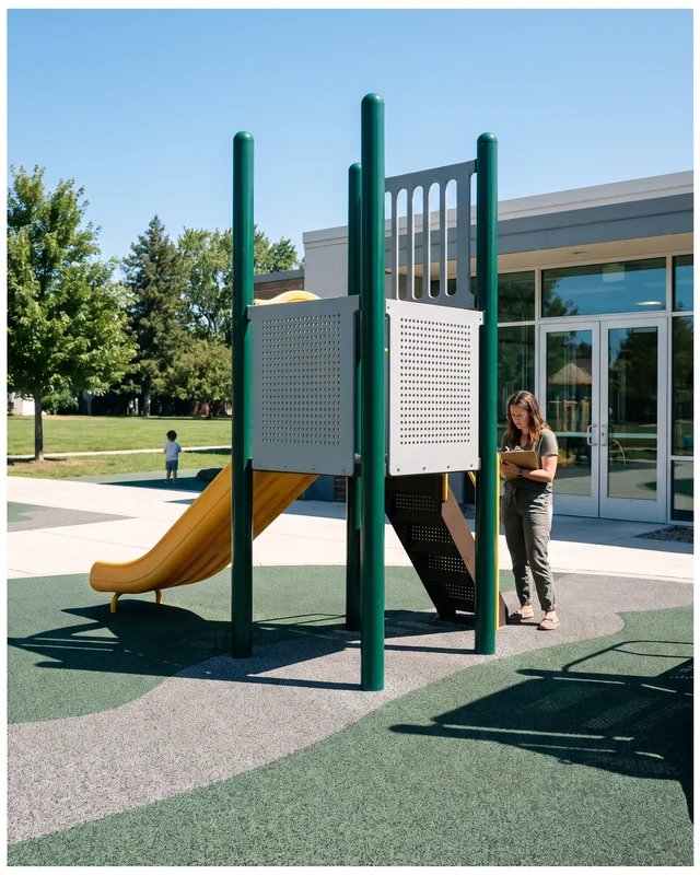 A low-deck structure in a daycare yard