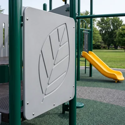 A logo CNC-engraved into an HDPE panel