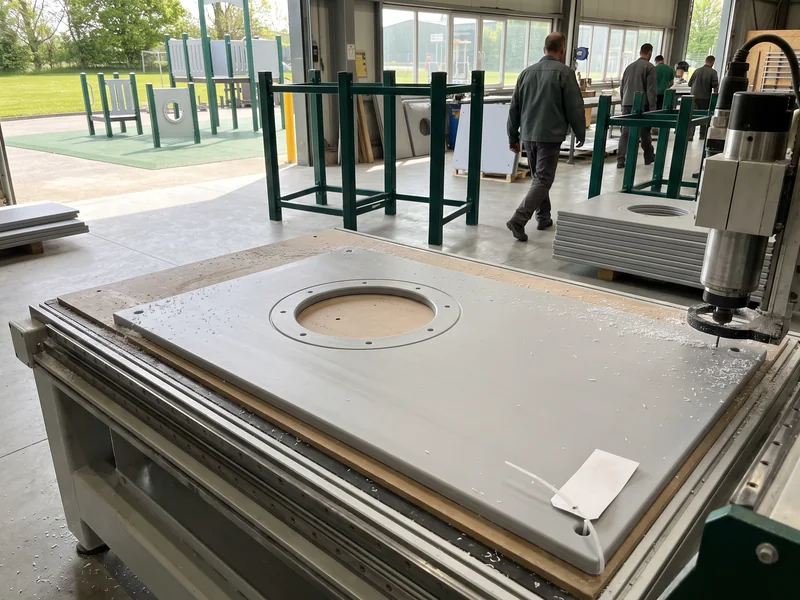 The first custom theme panel cut on the CNC table, tagged S1-014