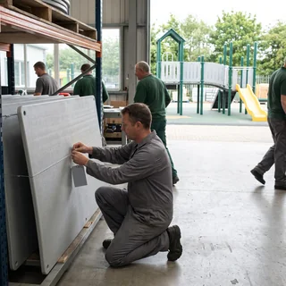 A QC inspector tagging a panel on hold