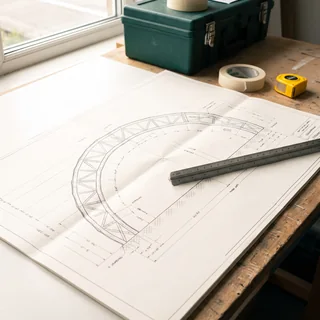 A custom frame drawing on the bench