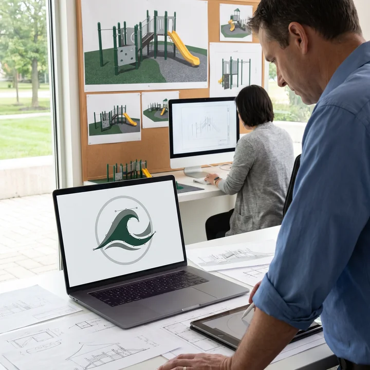 A logo vector file on screen
