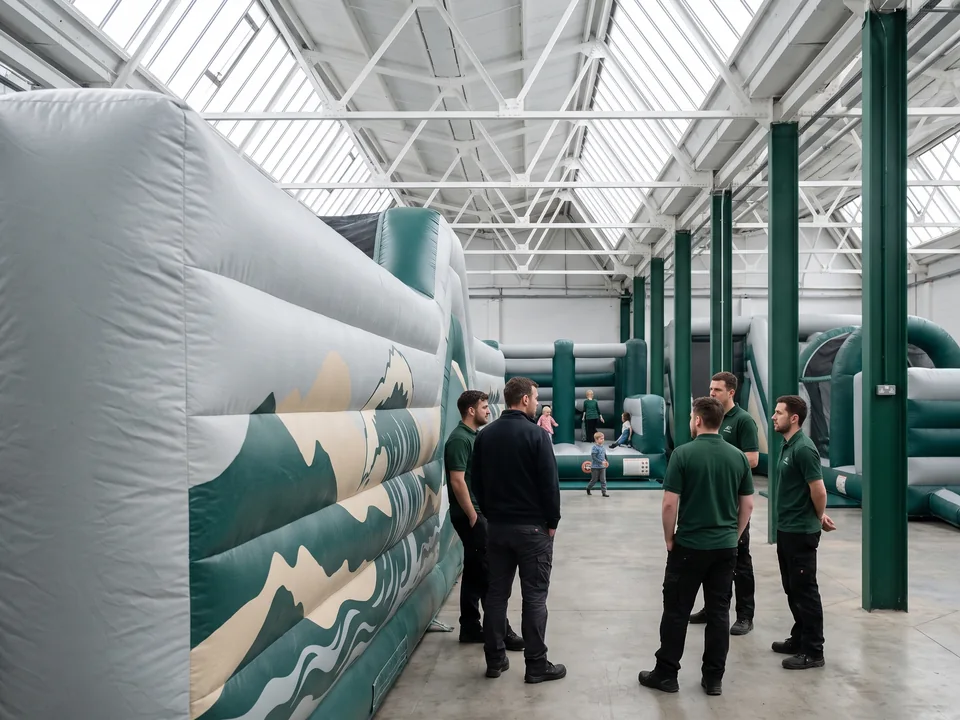 Inflatable with the theme artwork digitally printed on a PVC base color
