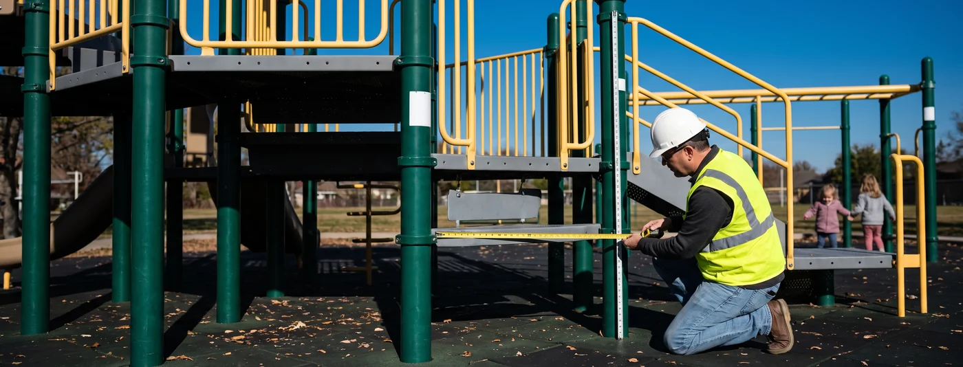Measuring the use zone and fall height over playground surfacing
