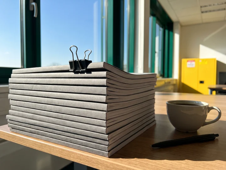 Test report pages on a desk