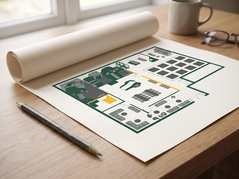 3D render of a full indoor venue floor printed on paper