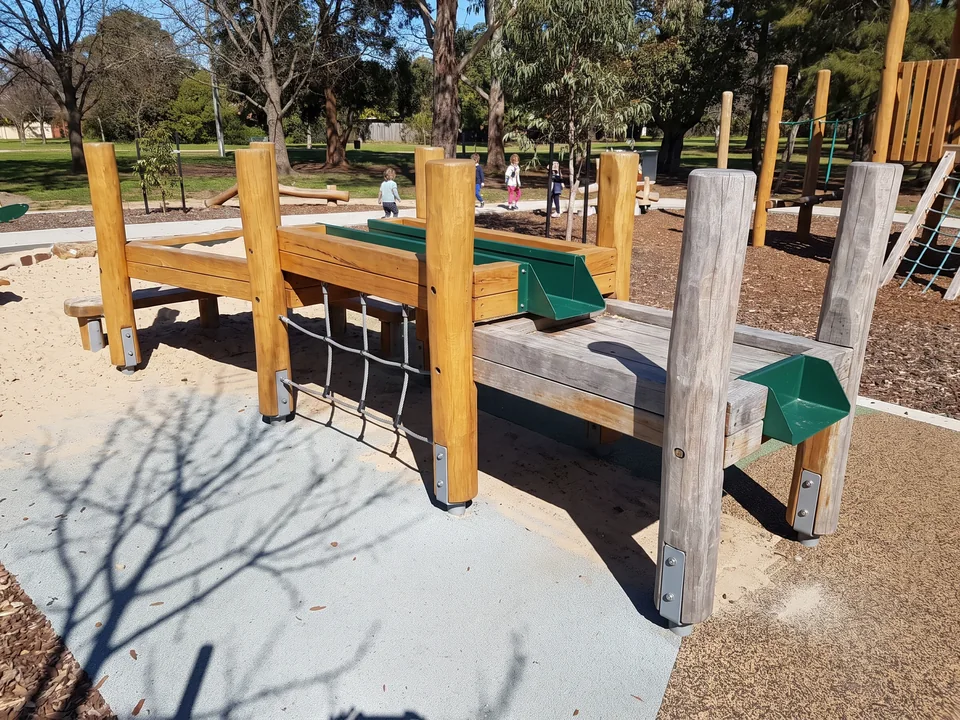 A timber sand and mud play table