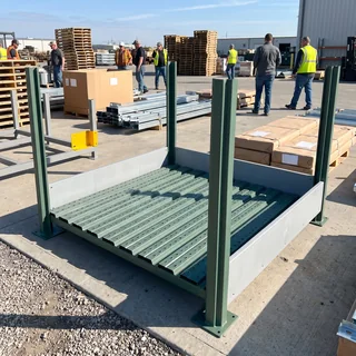 Close view of a raised deck enclosed by barrier panels