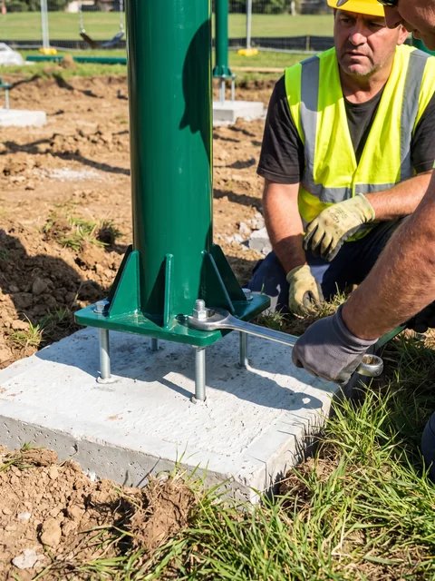 General guide: a base plate bolted onto anchor bolts