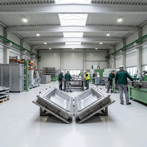 The open steel mold of a slide section
