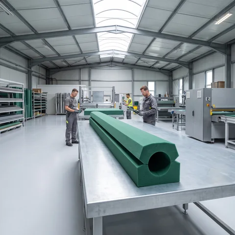 A length of high-density foam cut for a pipe padding cover