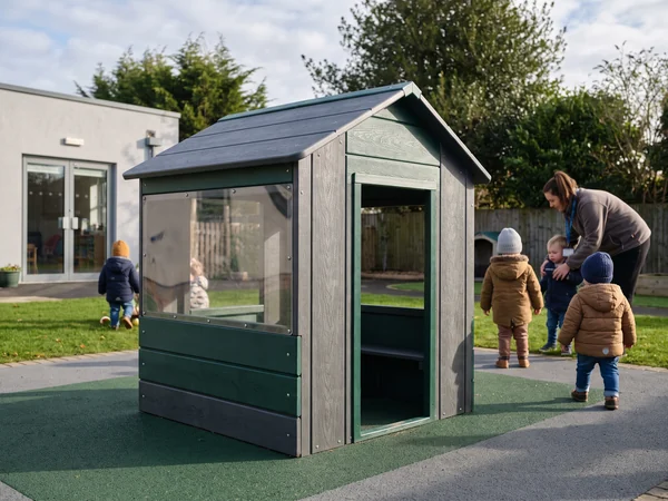 HDPE playhouse with a clear window panel