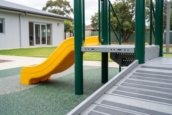 Short slide and ramp on a low deck