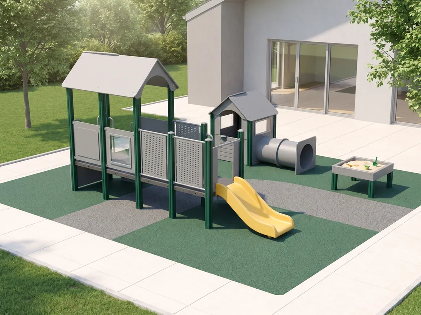3D render of the yard seen from a staff position