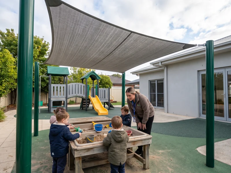 Shade sail over a sand and water table