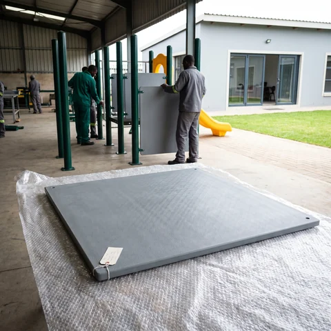 Replacement HDPE panel with its part number label