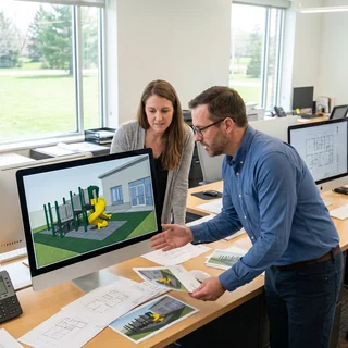 Dealer checking a quotation against a render