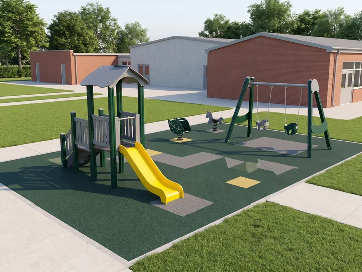 3D render of one play zone on the campus layout