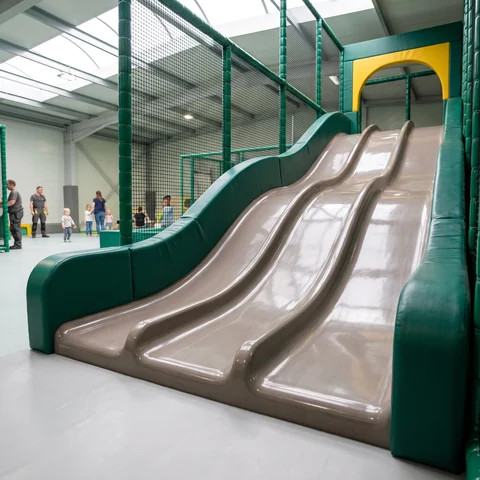 Wide fiberglass wave slide with three lanes