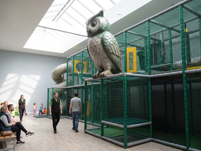 Fiberglass sculpted figure on a soft play structure
