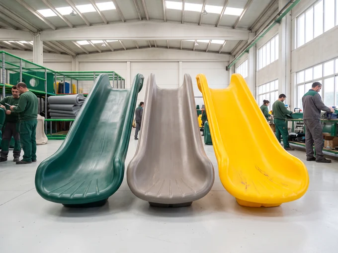 Rotomolded slides in standard colors