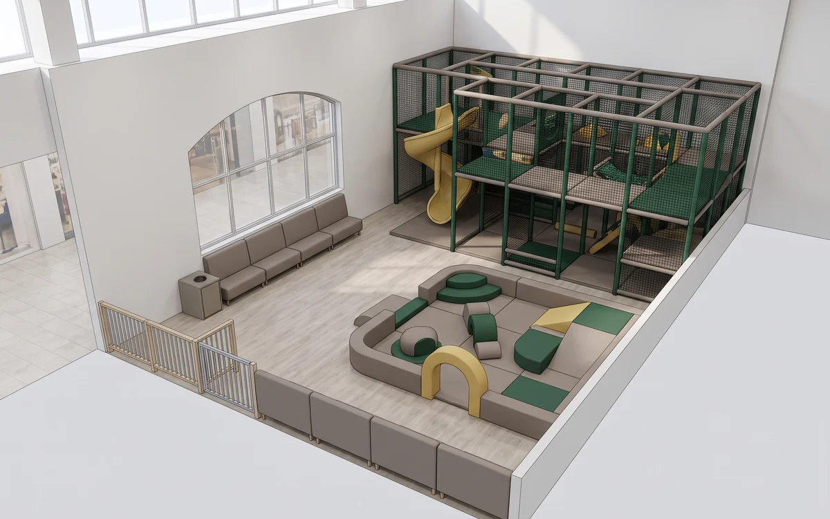 Starter layout render: mall zone