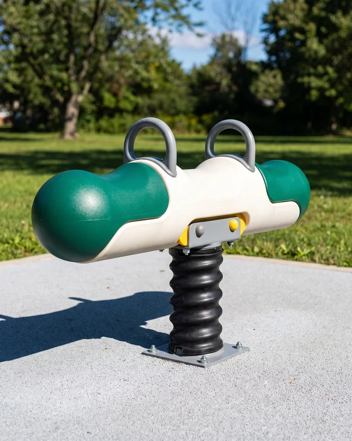 A two-seat spring rider, one body with two seats on one spring