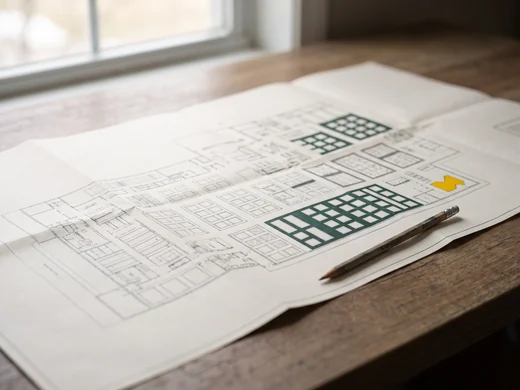 Installation drawing of a trampoline court drawn in numbered cells