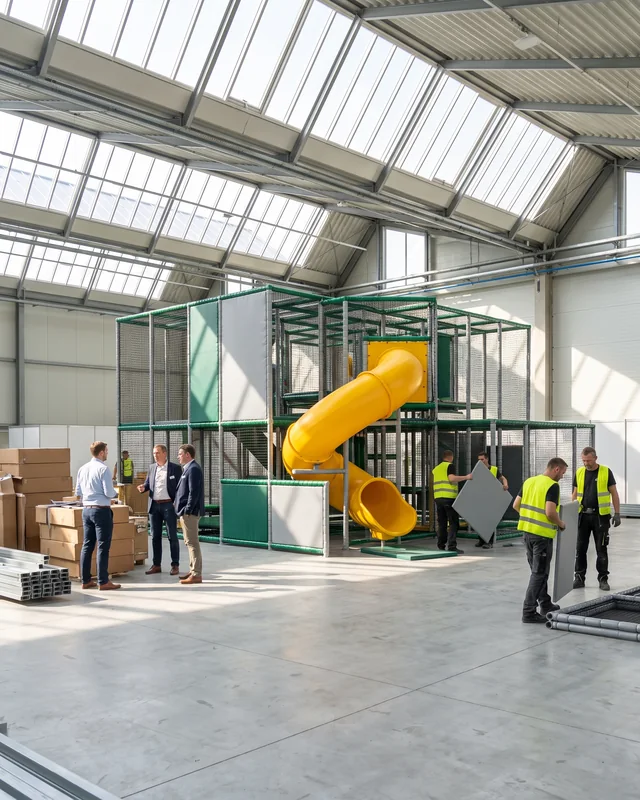 Catalog-style photo of an indoor soft play structure